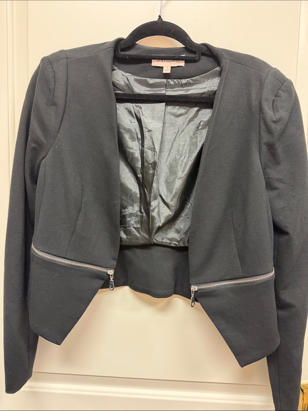 Philosophy Black Cropped Zip-Accent Jacket
